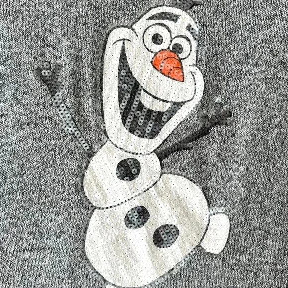 Disney Frozen Olaf Sequin Gray Knit Lightweight Sweater, Size Medium - Picture 10 of 16